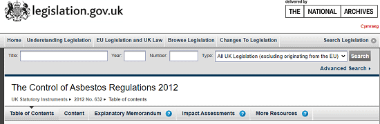 The Control of Asbestos Regulations 2012 is binding UK legislation